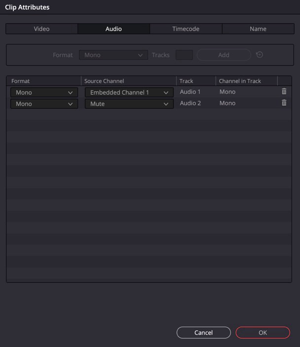 Muted audio channels in DaVinci Resolve