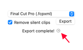 Click the arrow to find the exported timeline