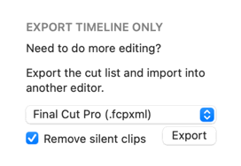 Export timeline dropdown